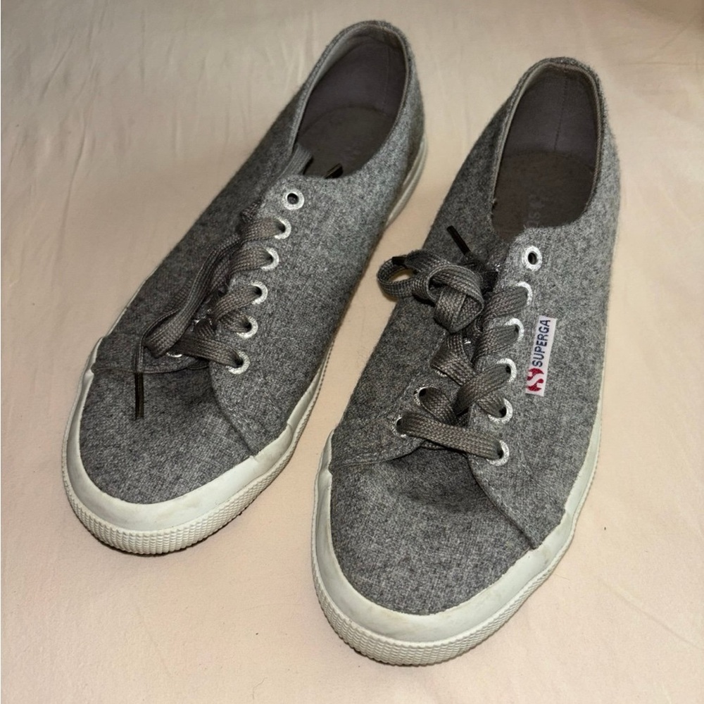 Superga Light Gray Wool Blend Sneakers Unisex